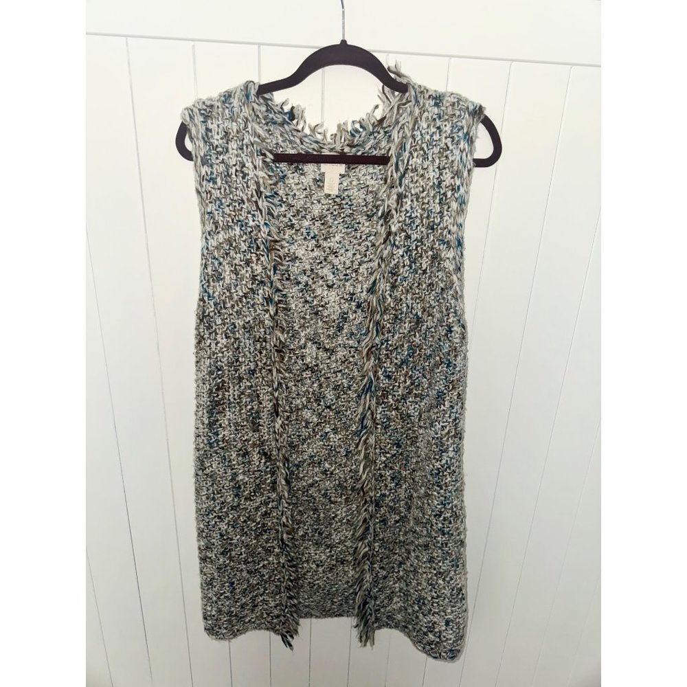 Chico's Multicolor Long Knit Cardigan Duster Sleeveless Vest Sweater - Size 0